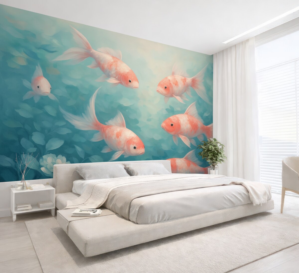 Fototapeta Różowy rybka w wodzie.