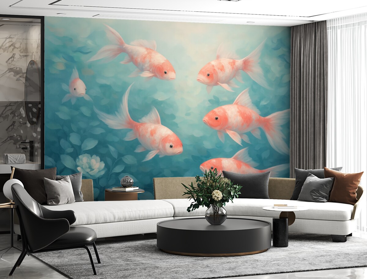 Fototapeta Różowy rybka w wodzie.