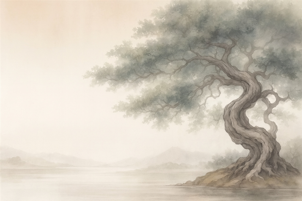 Fototapeta Drzewko bonsai w retro stylu.