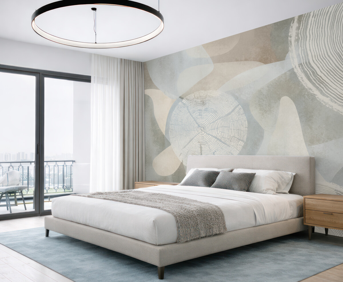 Fototapeta nowoczesne abstrakcyjne formy oraz roczne pierścienie drzew