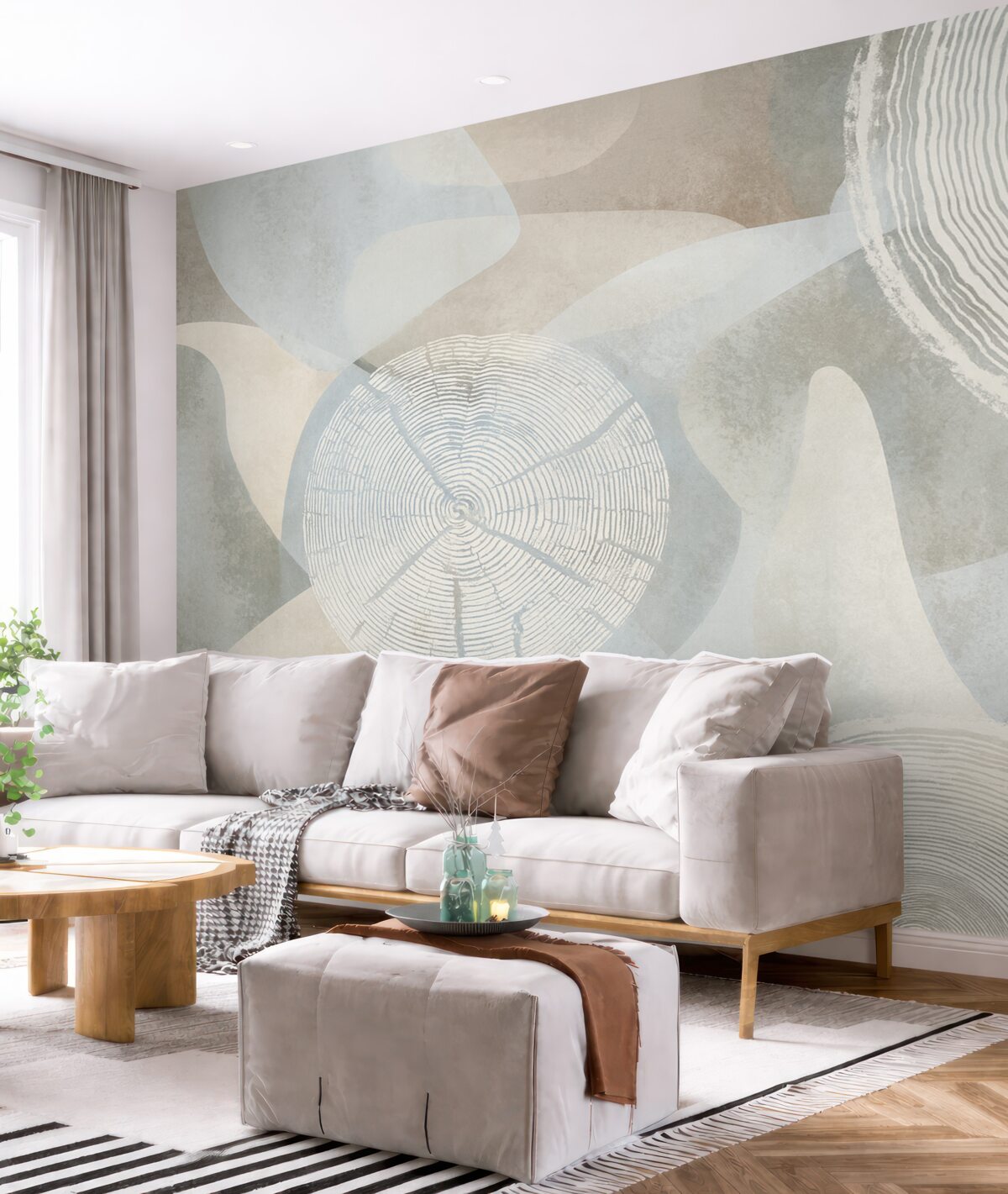 Fototapeta nowoczesne abstrakcyjne formy oraz roczne pierścienie drzew