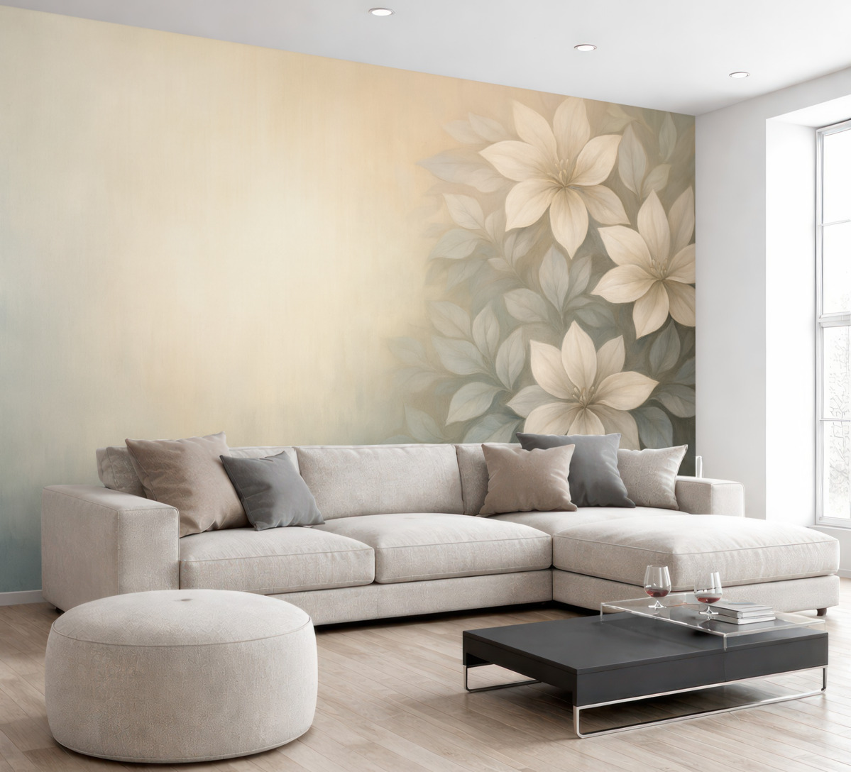 Fototapeta Stylowe kwiaty w technice malarstwa olejnego.