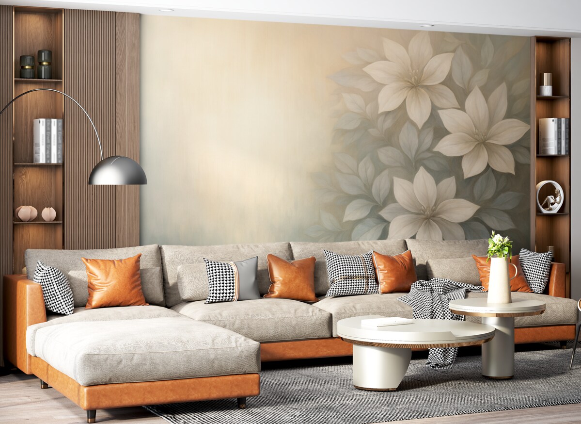 Fototapeta Stylowe kwiaty w technice malarstwa olejnego.