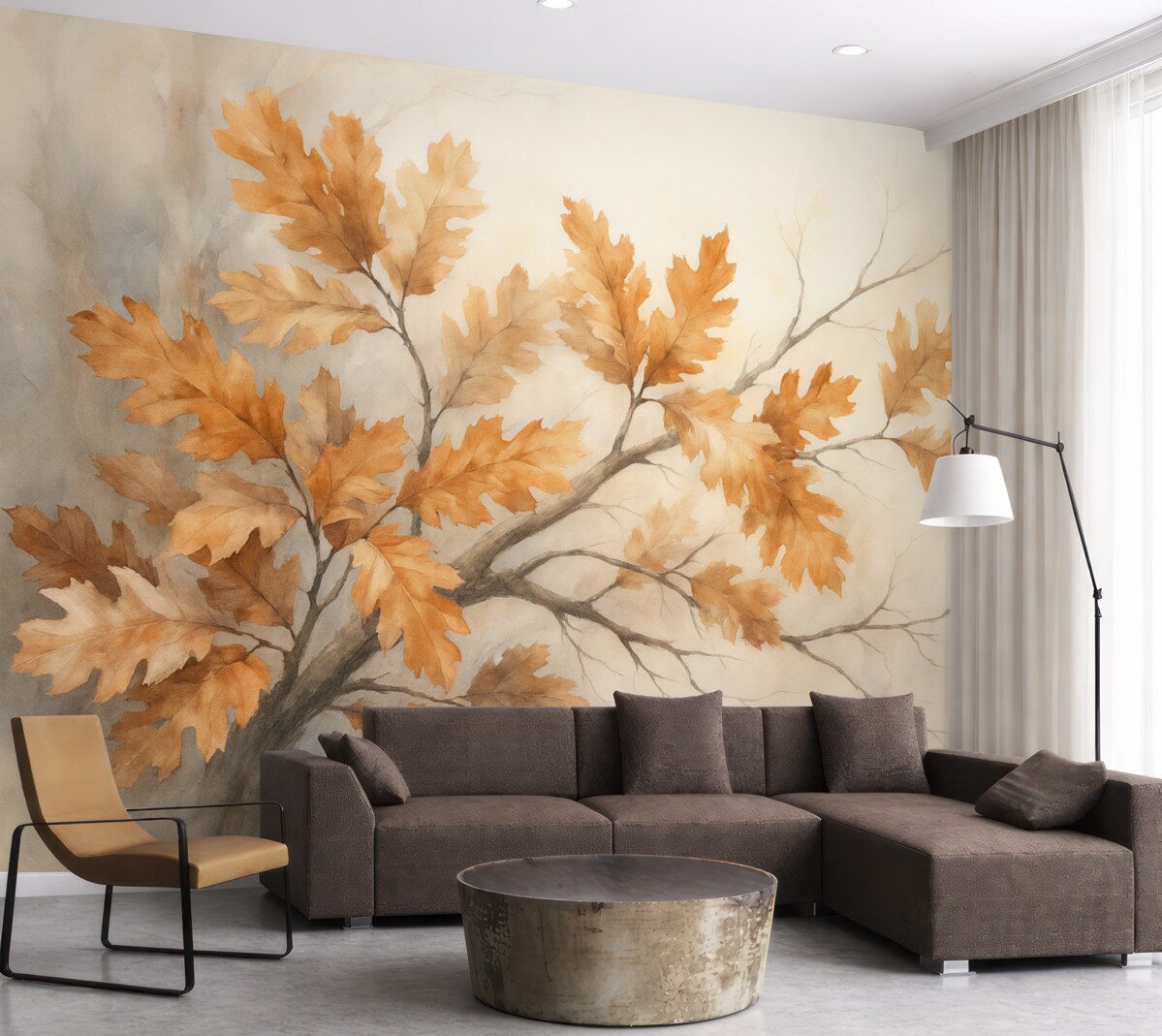 Fototapeta Gałązka dębu z liśćmi przypominająca obraz.