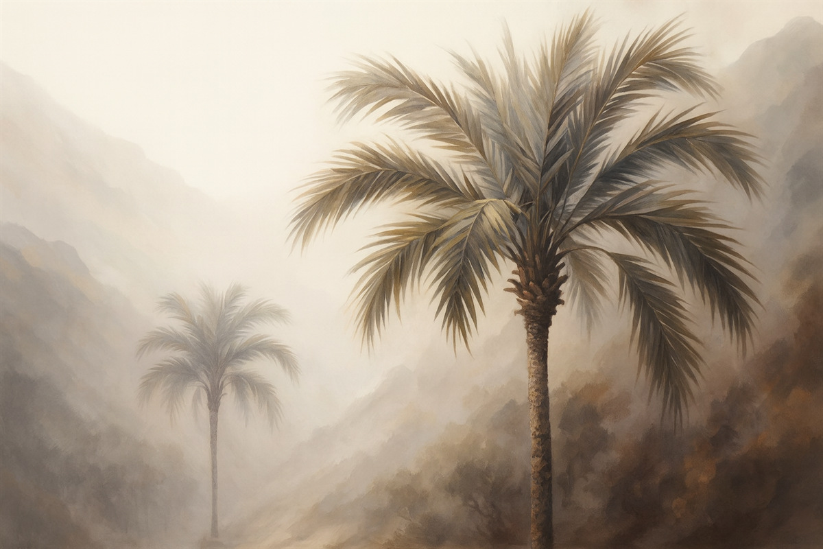 Fototapeta Obraz odzwierciedlający palmę.