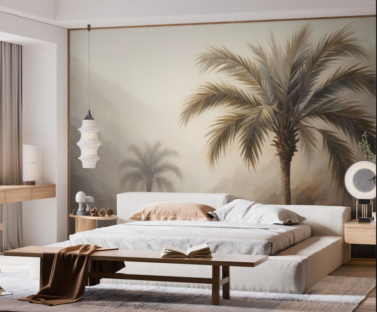 Fototapeta Obraz odzwierciedlający palmę.