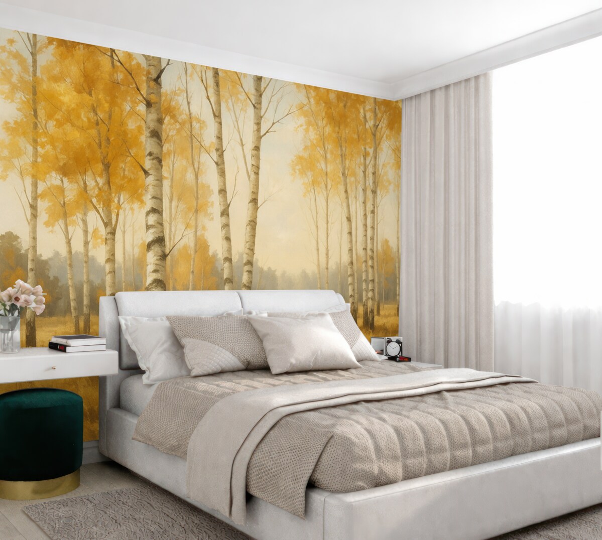 Fototapeta Brzozy naśladujące sztukę malarską.