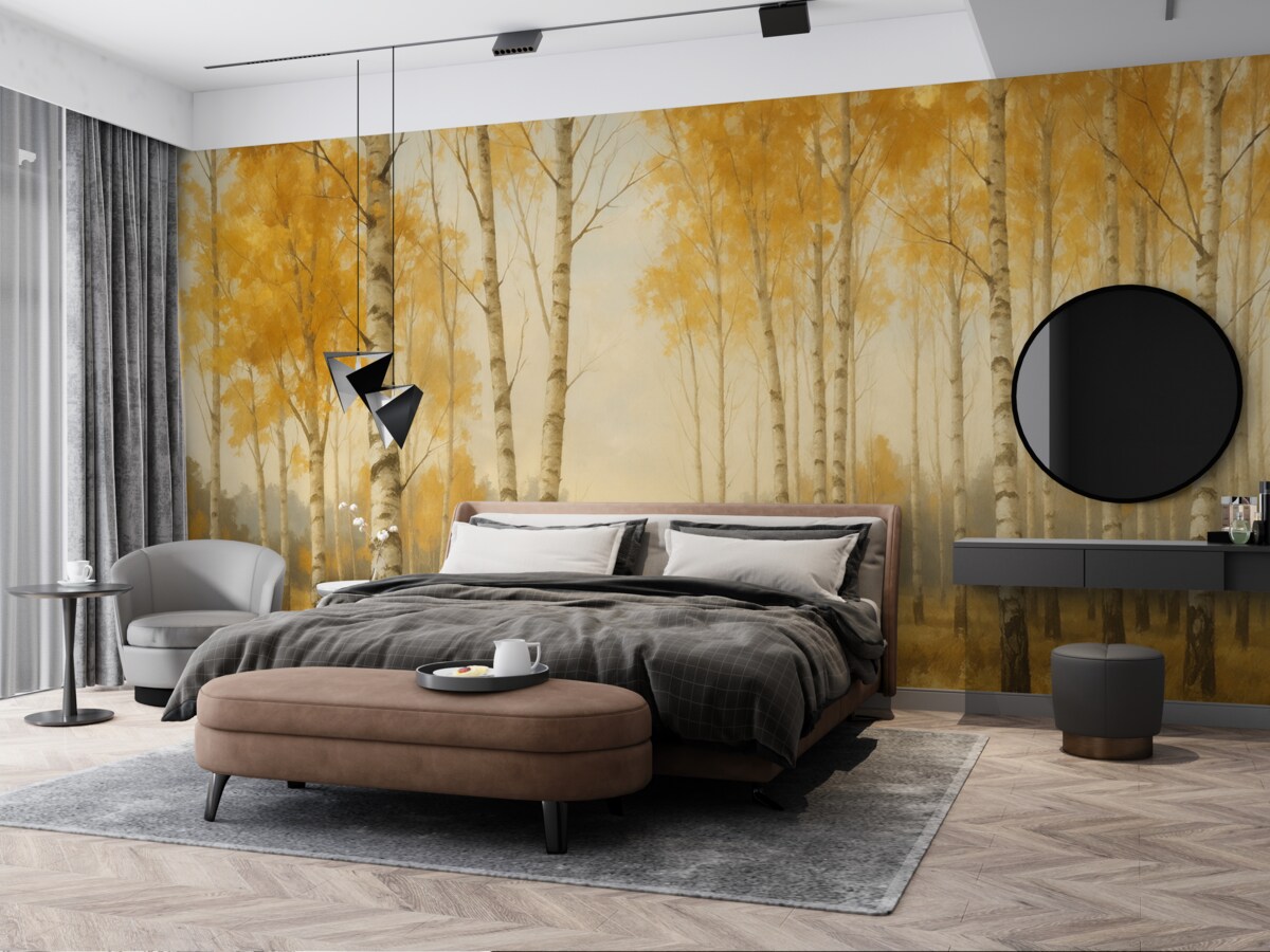 Fototapeta Brzozy naśladujące sztukę malarską.