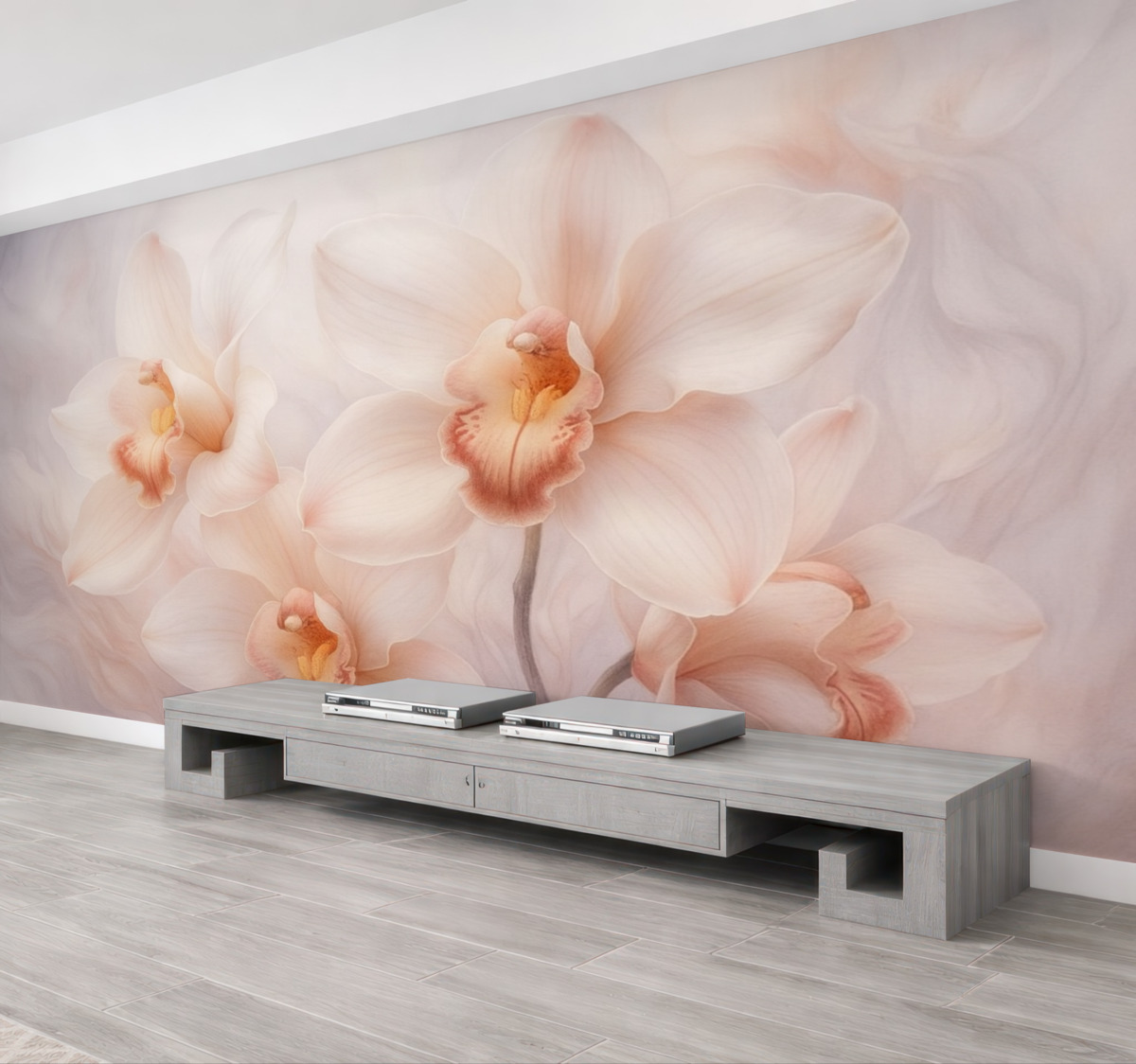 Fototapeta Delikatność orchidei, płatki, gładkie kontury, efekt zamglenia.