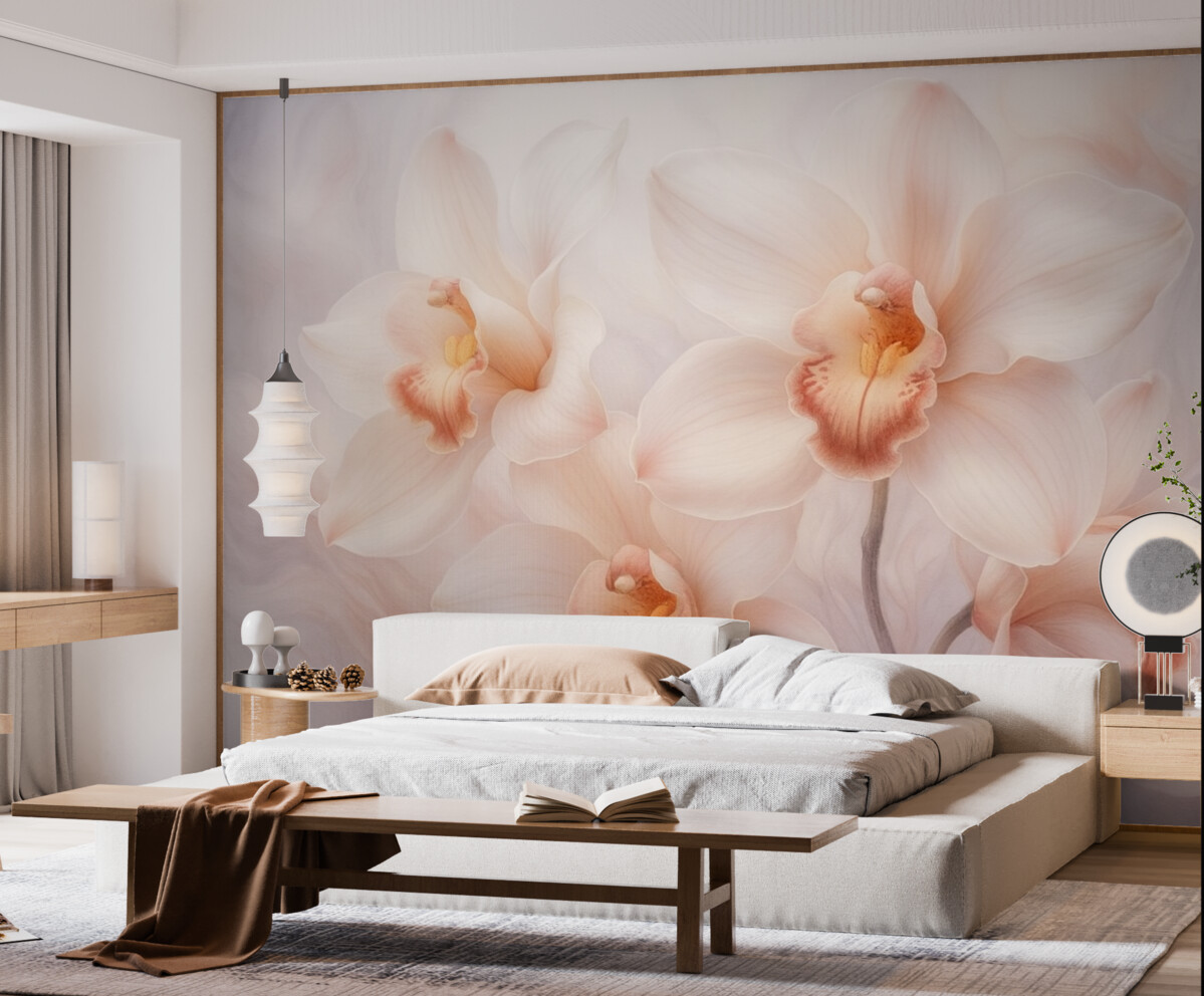 Fototapeta Delikatność orchidei, płatki, gładkie kontury, efekt zamglenia.