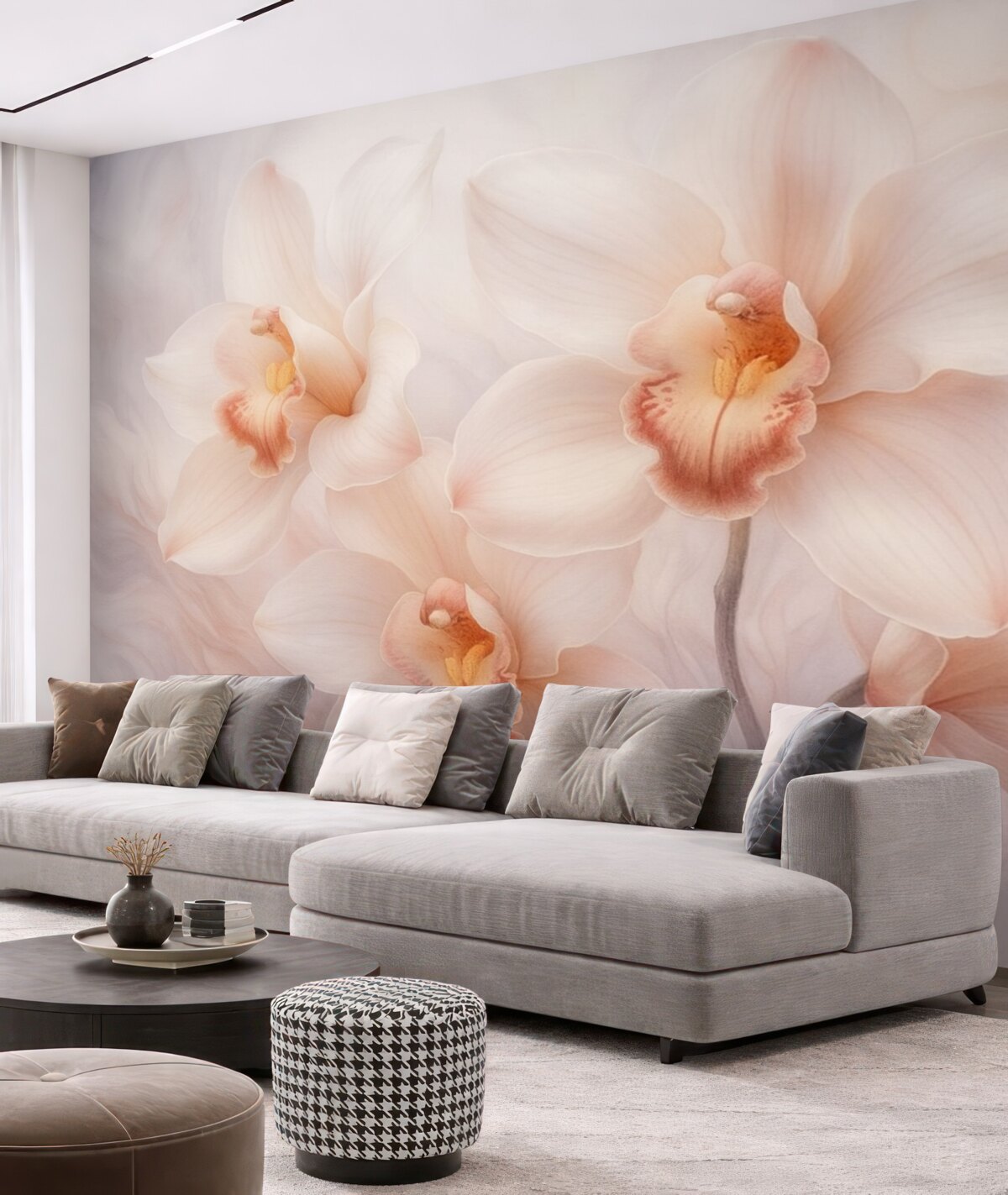 Fototapeta Delikatność orchidei, płatki, gładkie kontury, efekt zamglenia.