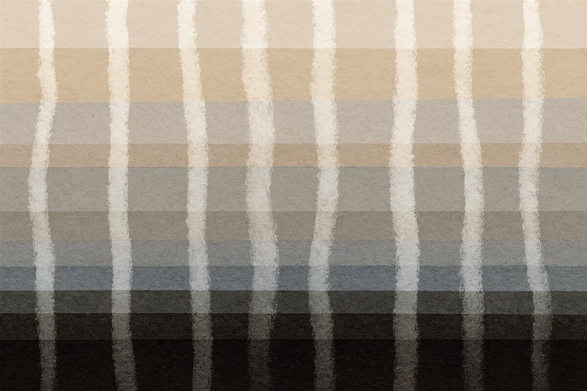 Fototapeta Linie Spokoju, pionowe faliste pasy, powtarzający się wzór, geometryczne formy, delikatna gradacja.