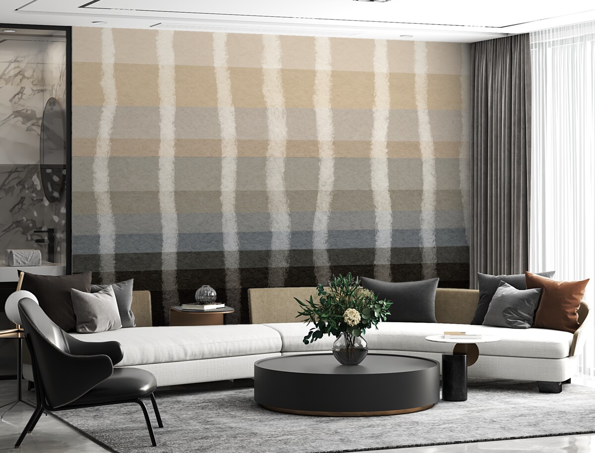 Fototapeta Linie Spokoju, pionowe faliste pasy, powtarzający się wzór, geometryczne formy, delikatna gradacja.