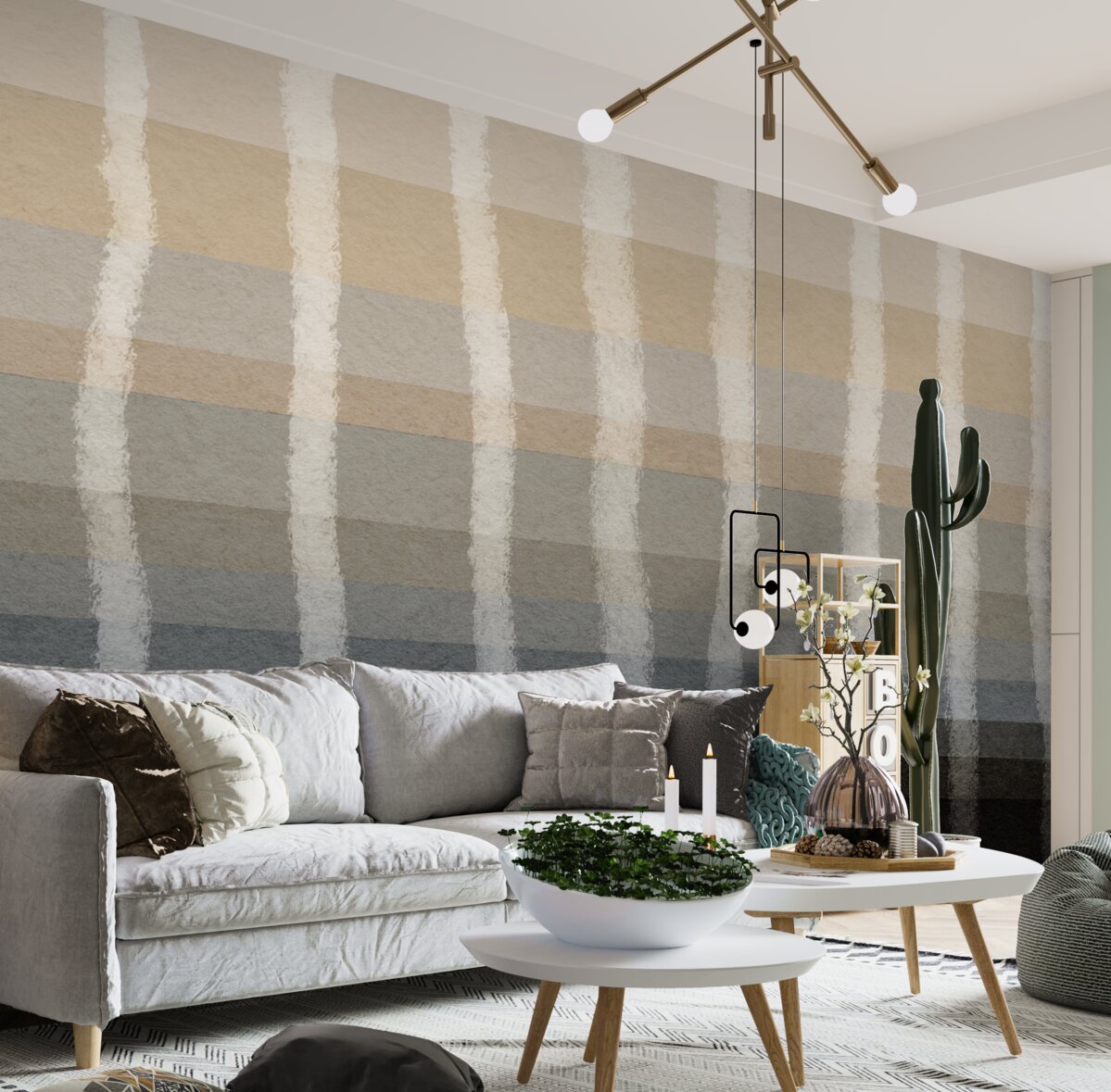 Fototapeta Linie Spokoju, pionowe faliste pasy, powtarzający się wzór, geometryczne formy, delikatna gradacja.