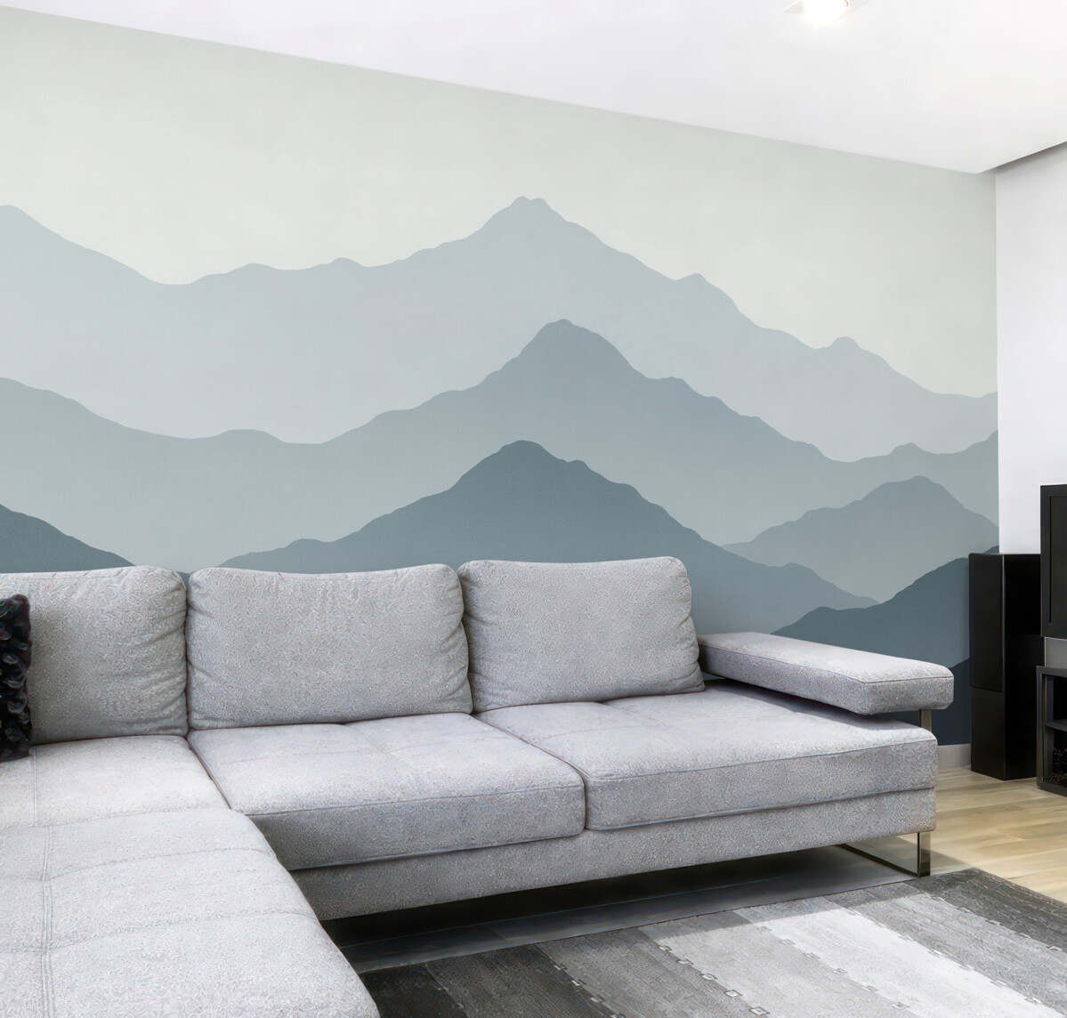 Fototapeta Góry, nieuchwytne kształty, nakładane warstwy, zarysy grzbietów, delikatne linie.