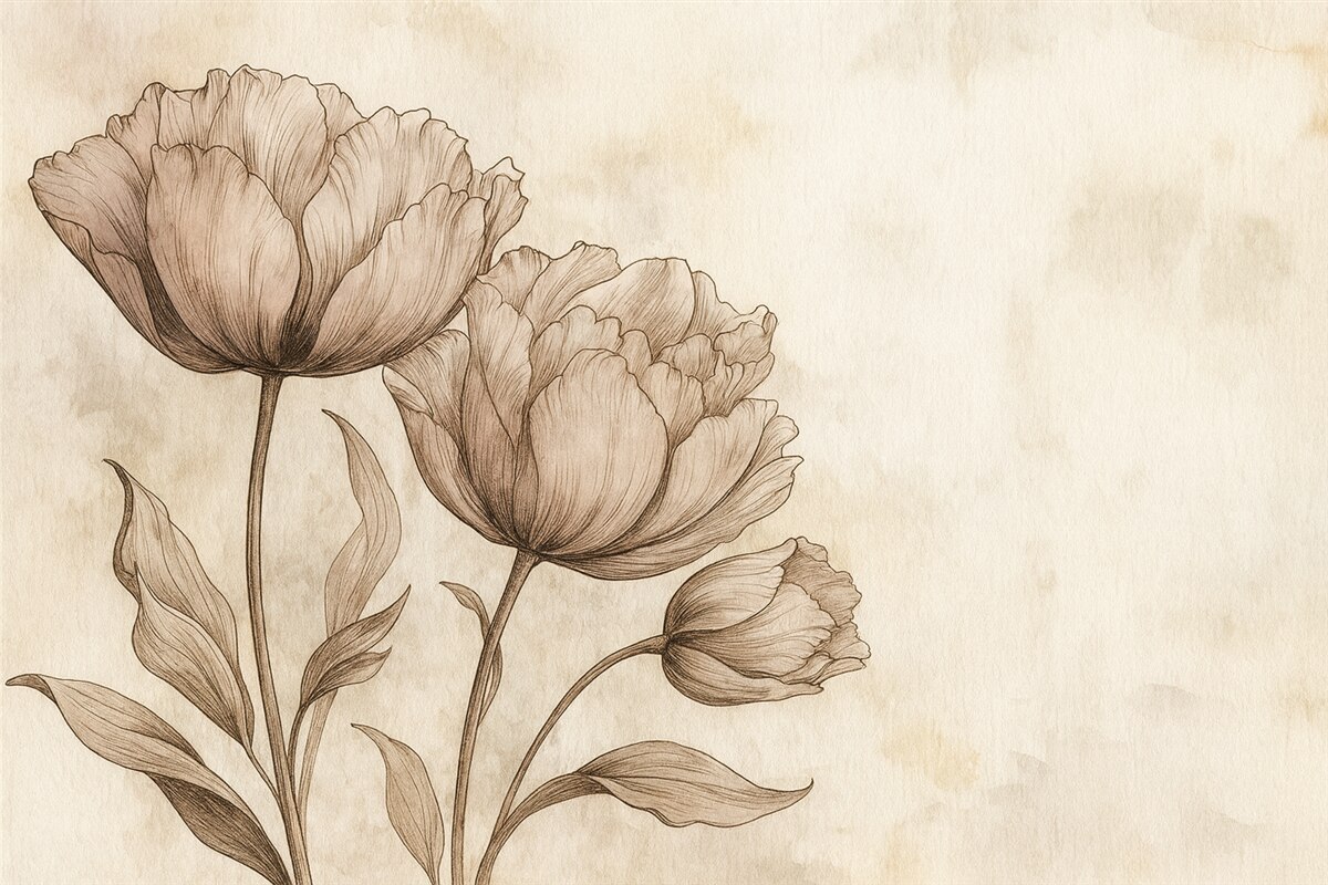 Fototapeta Pastelowe tulipany z delikatnym efektem retro.