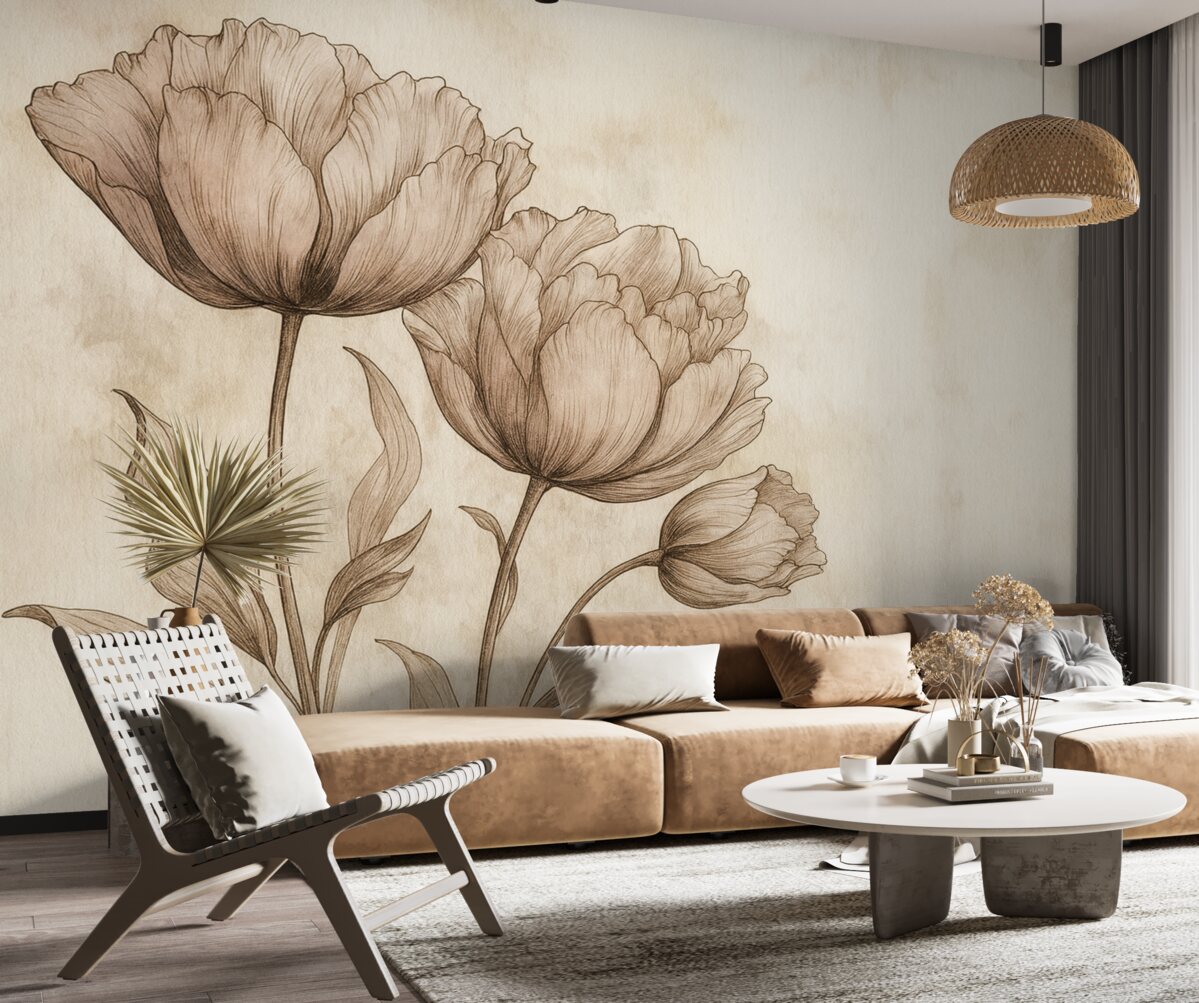 Fototapeta Pastelowe tulipany z delikatnym efektem retro.