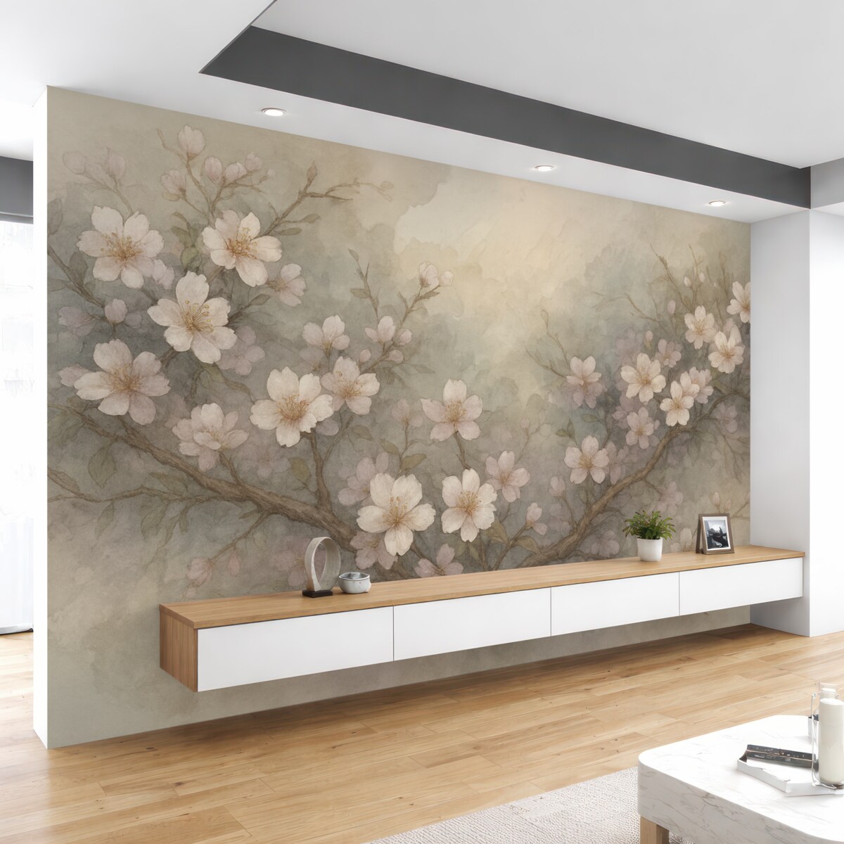 Fototapeta Abstrakcyjne gałęzie kwiatowe w akwareli.