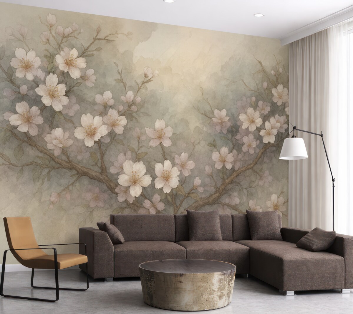 Fototapeta Abstrakcyjne gałęzie kwiatowe w akwareli.