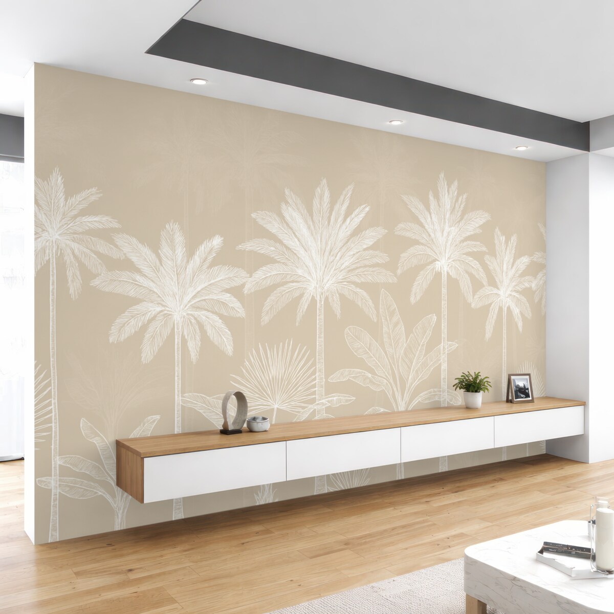 Fototapeta Białe palmowe drzewa.