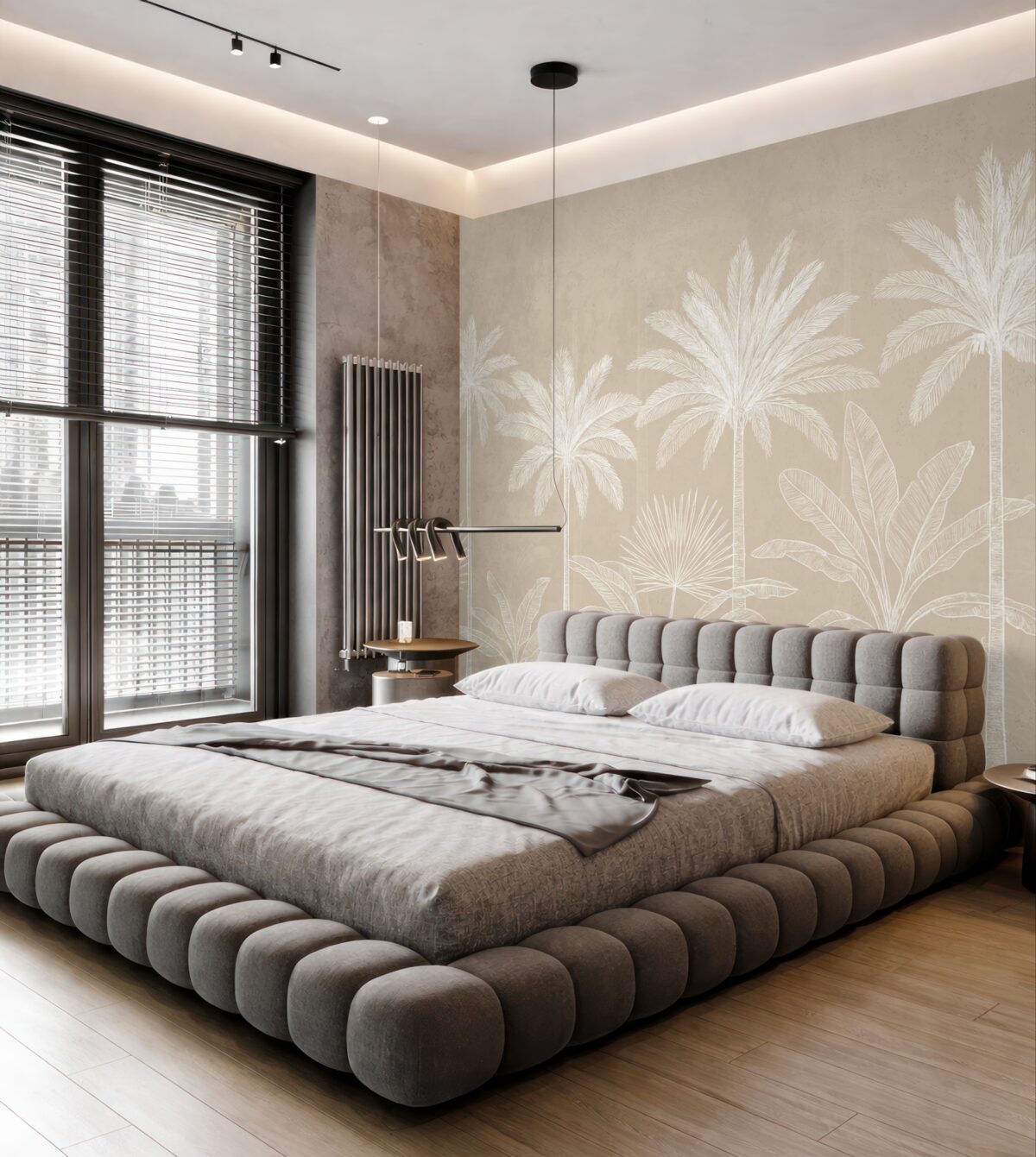 Fototapeta Białe palmowe drzewa.