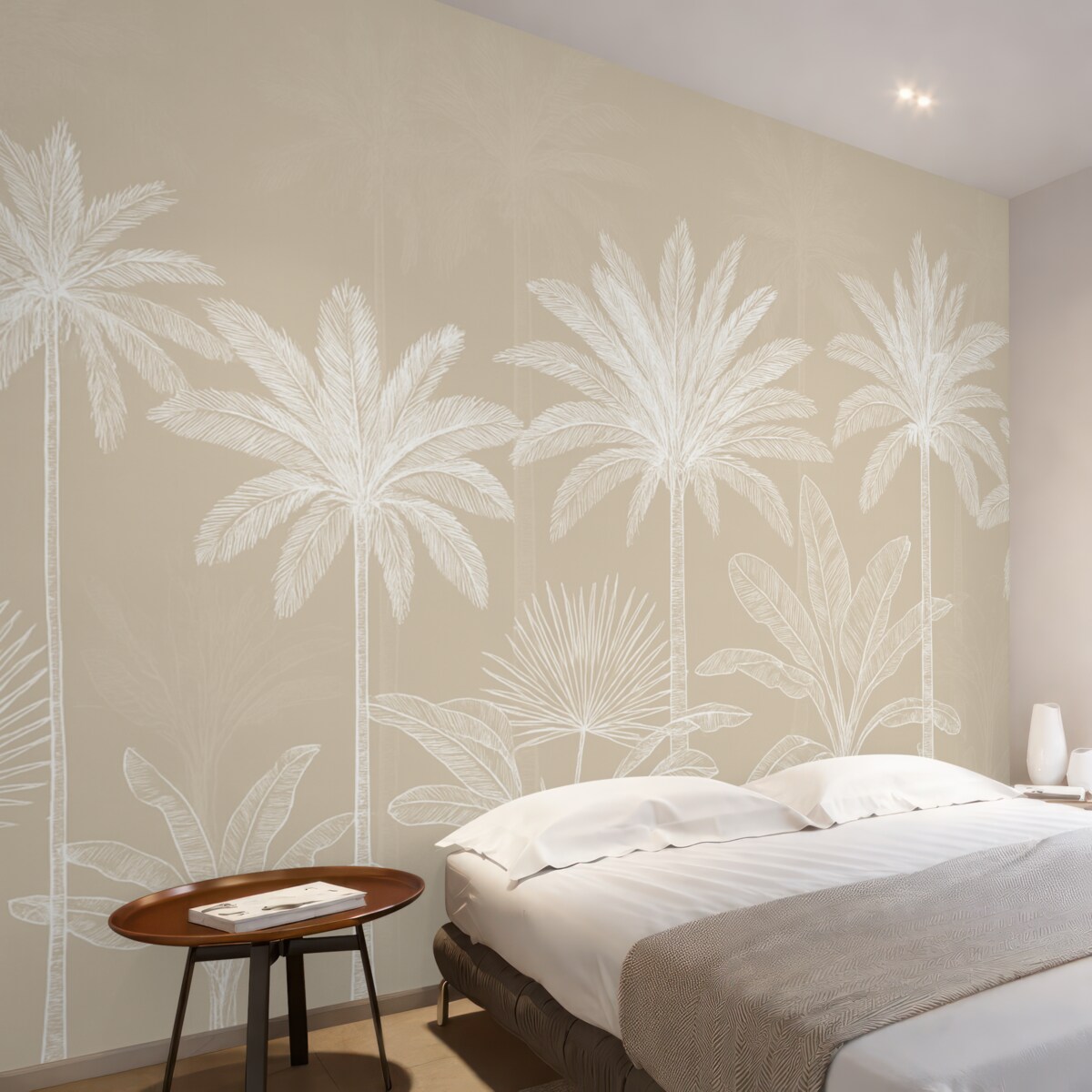 Fototapeta Białe palmowe drzewa.