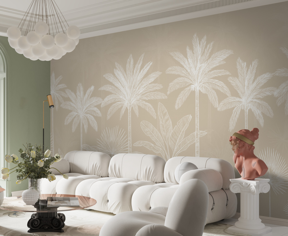 Fototapeta Białe palmowe drzewa.