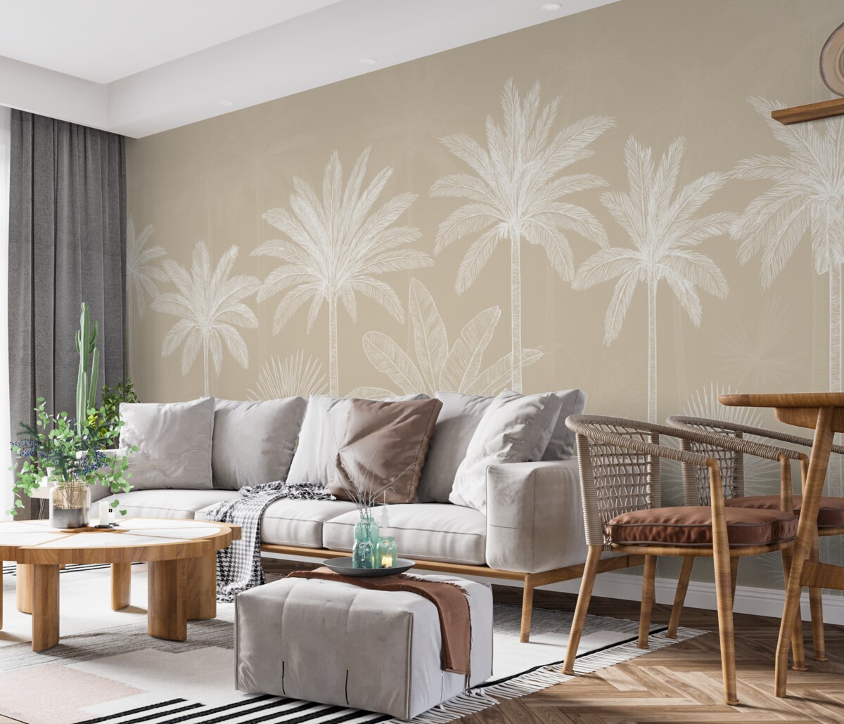 Fototapeta Białe palmowe drzewa.