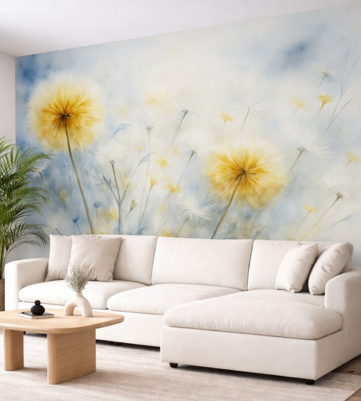 Fototapeta Mniszek lekarski to roślina powszechnie występująca na łąkach.