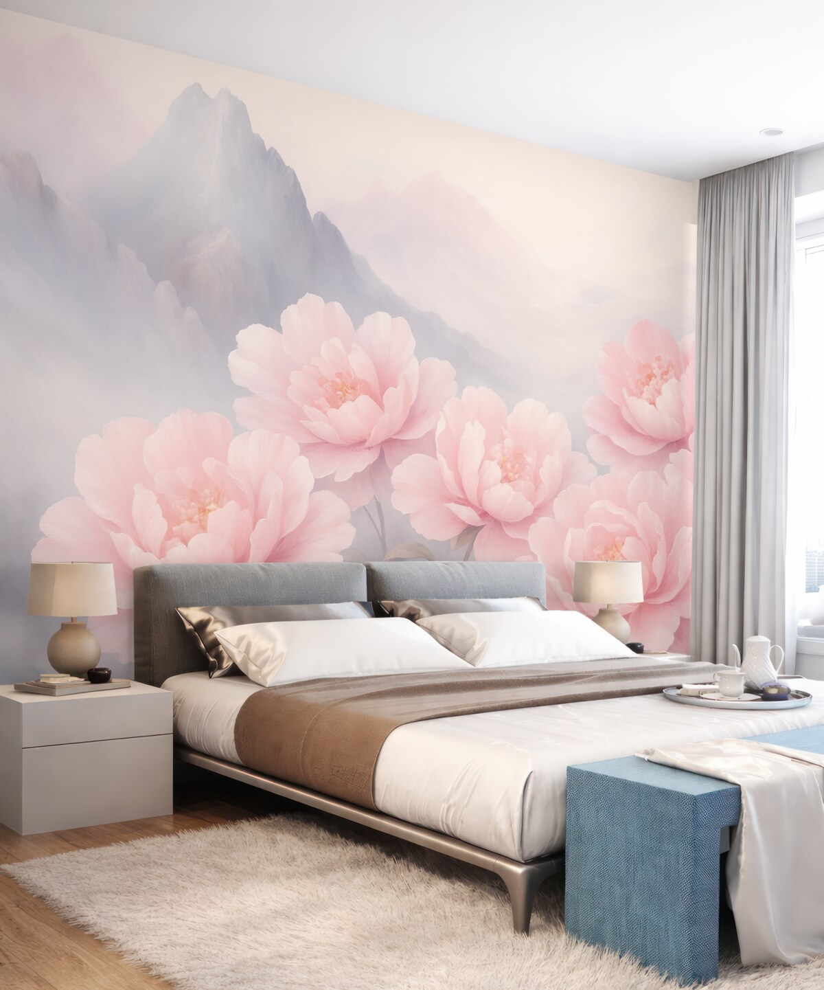 Fototapeta Kwiaty na tle gór.