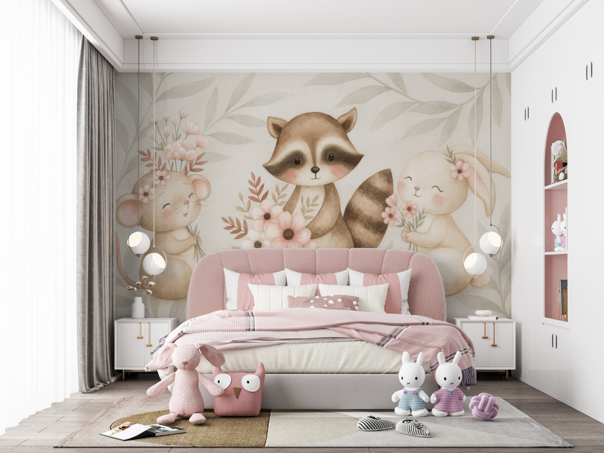 Fototapeta Dzikie zwierzęta z roślinami.