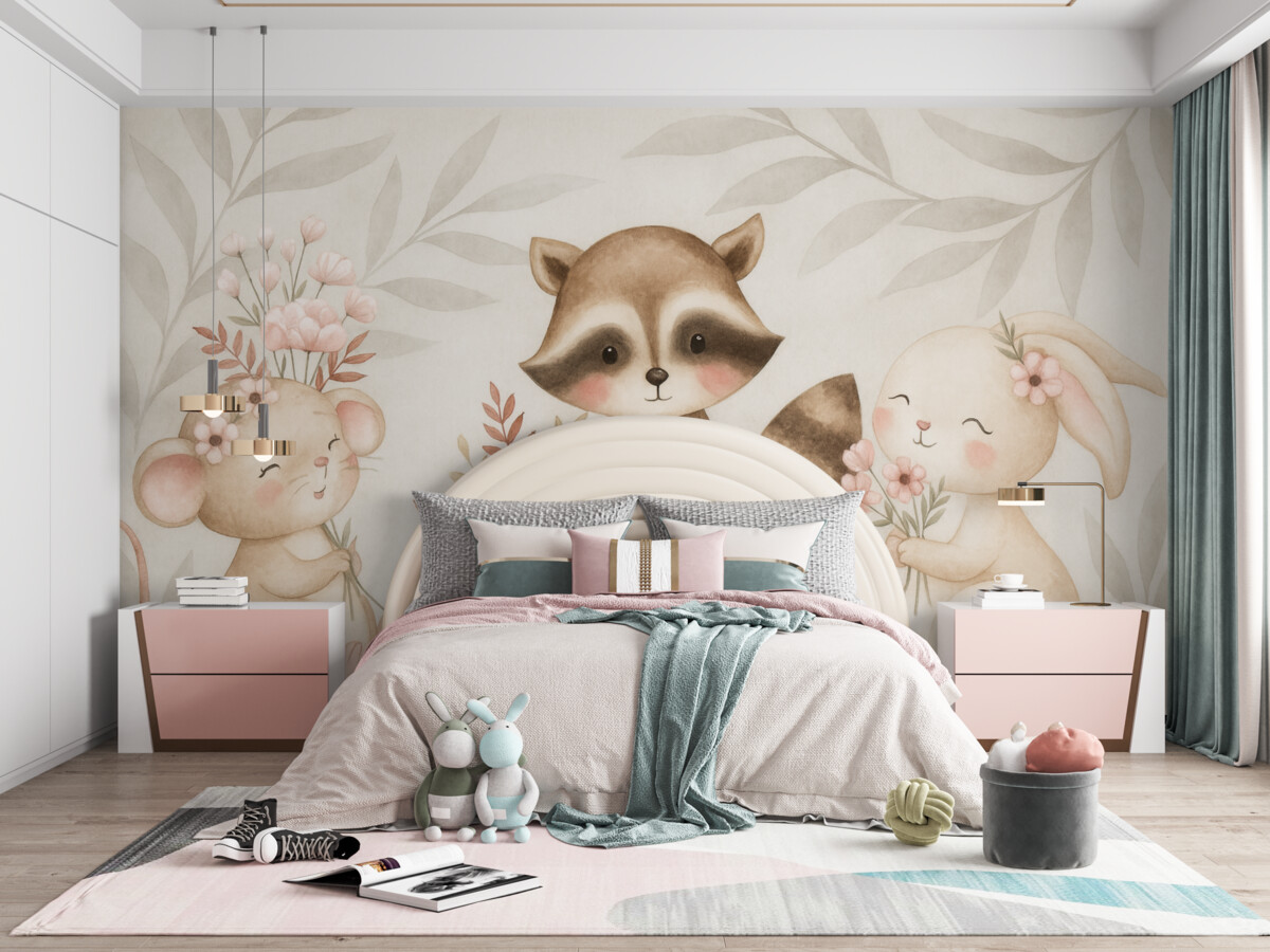 Fototapeta Dzikie zwierzęta z roślinami.