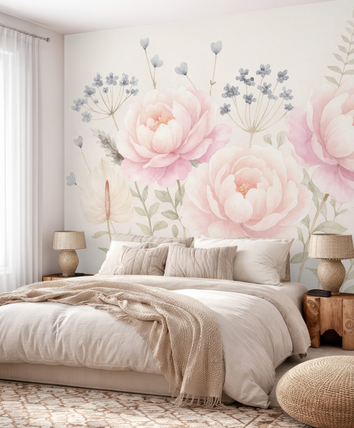 Fototapeta Kwiaty i rośliny w estetyce akwarelowej.