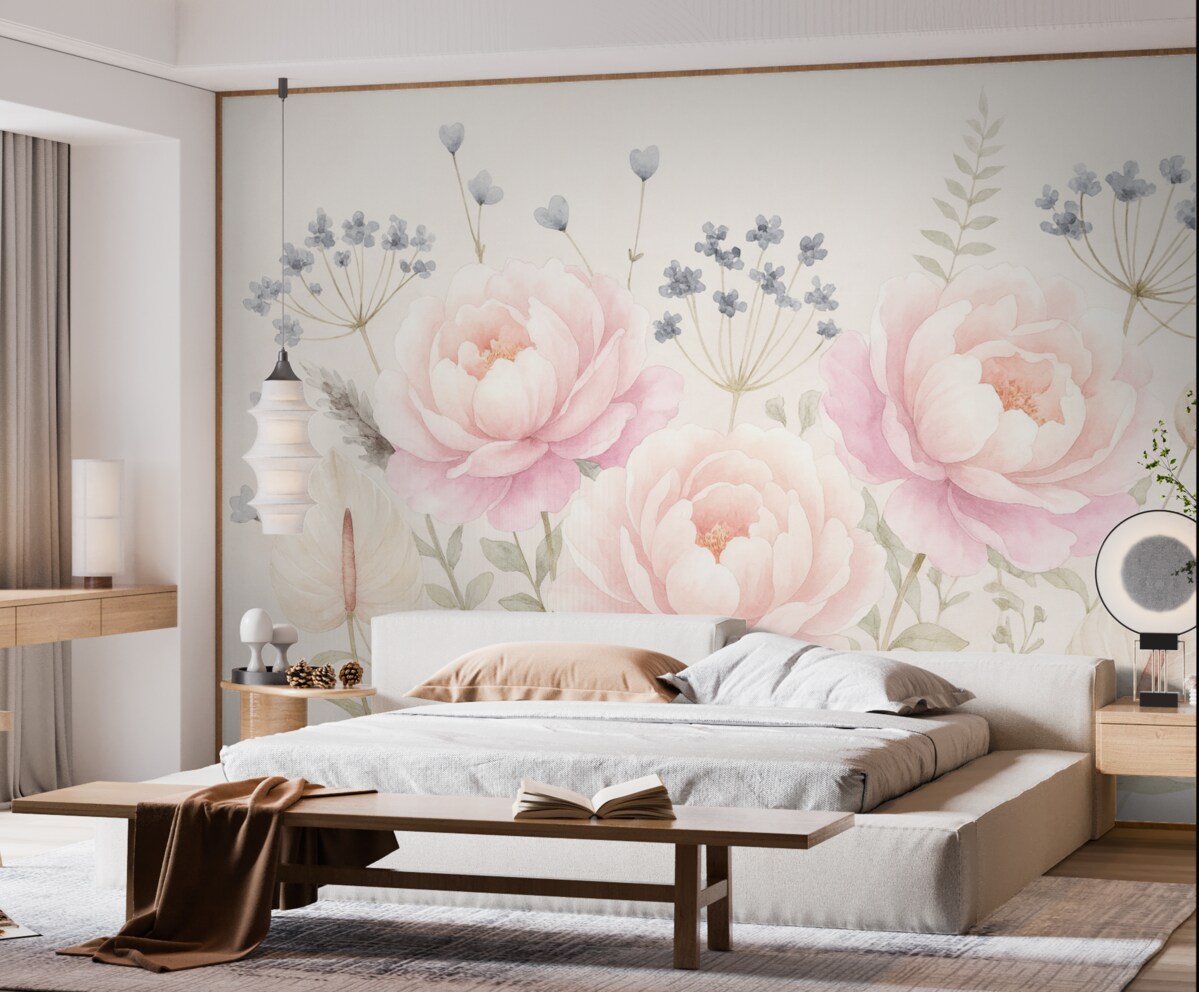 Fototapeta Kwiaty i rośliny w estetyce akwarelowej.