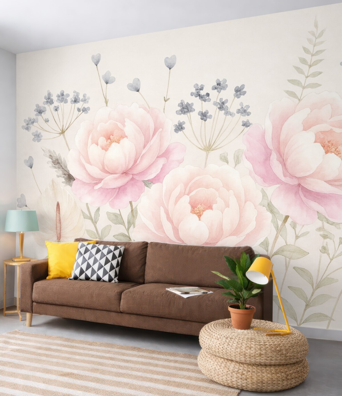 Fototapeta Kwiaty i rośliny w estetyce akwarelowej.