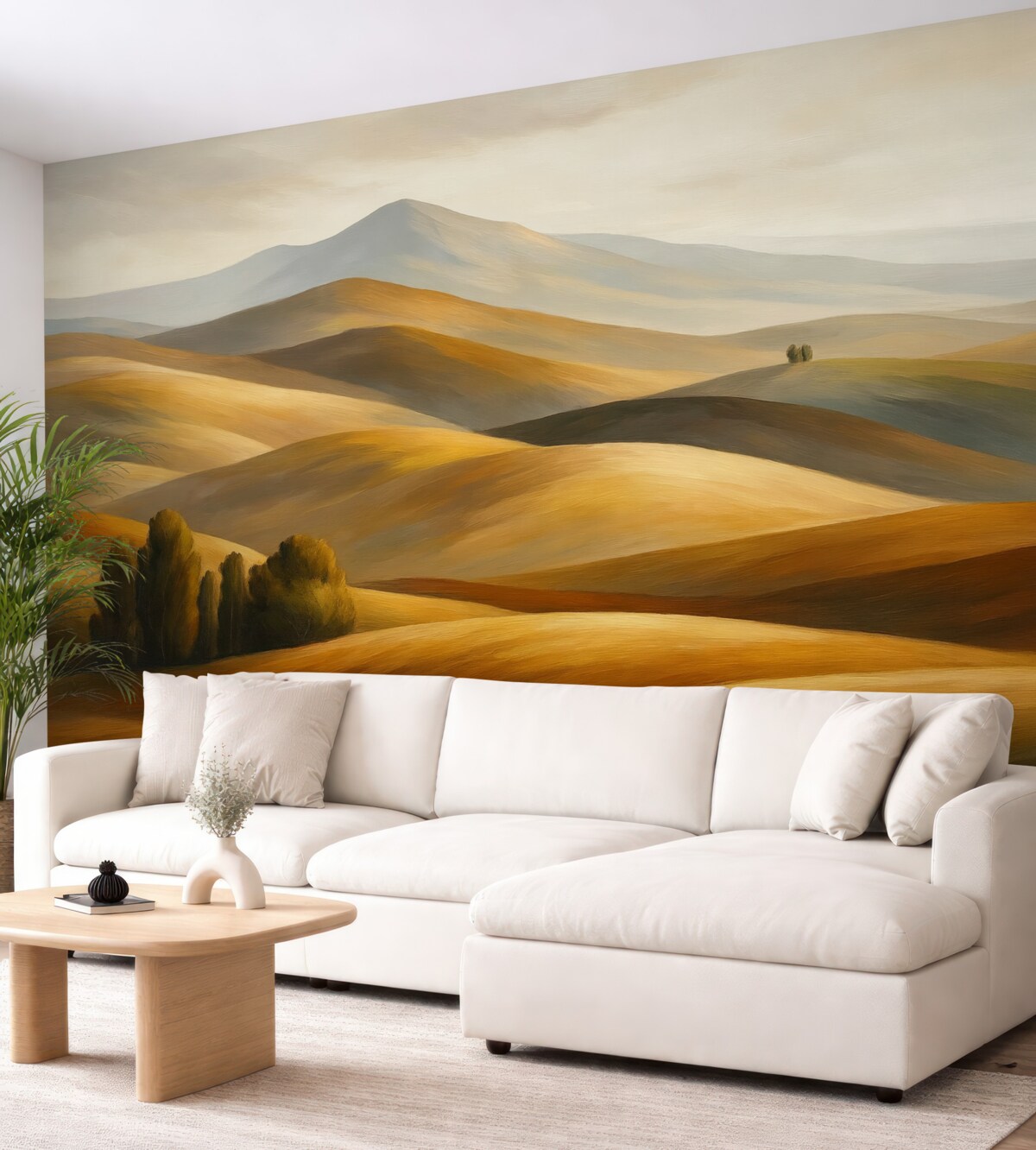 Fototapeta Pejzaże z drzewami, Toskania, naturalne odcienie, technika olejna.