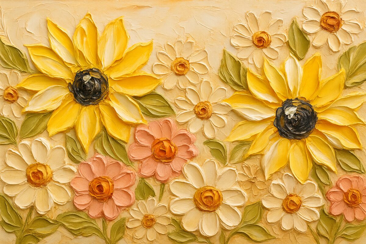 Fototapeta Świetliste kwiaty naśladujące ruchy pędzla.