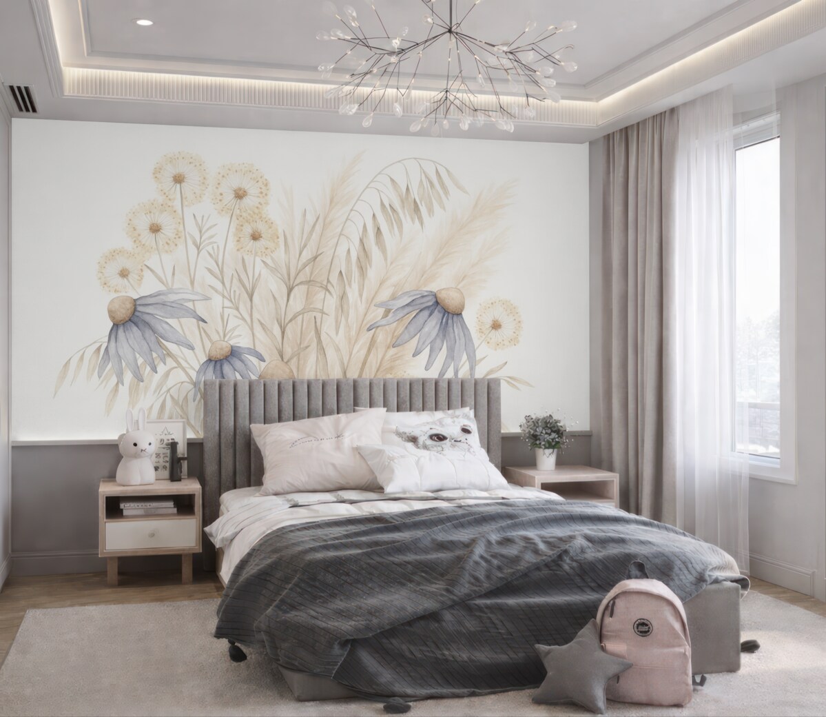 Fototapeta Mlecze oraz kwiaty wśród wyschniętych ziół.