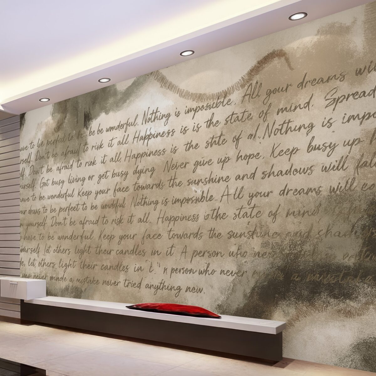 Fototapeta Projekt z inspirującymi sentencjami, abstrakcyjne formy, naturalne odcienie.