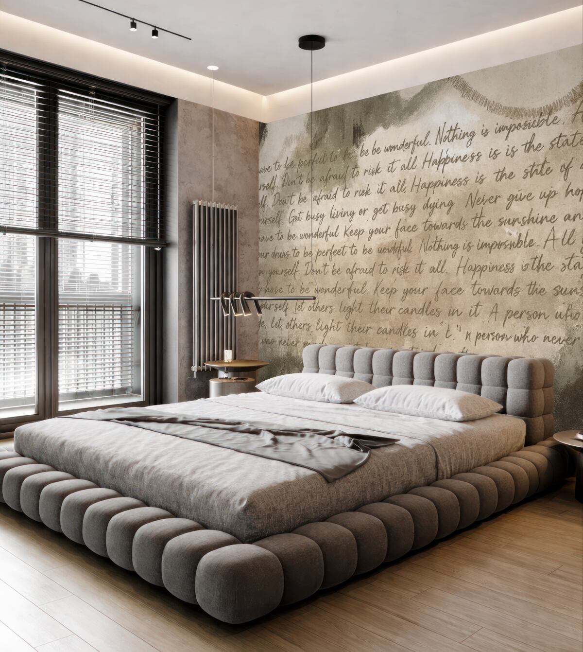 Fototapeta Projekt z inspirującymi sentencjami, abstrakcyjne formy, naturalne odcienie.