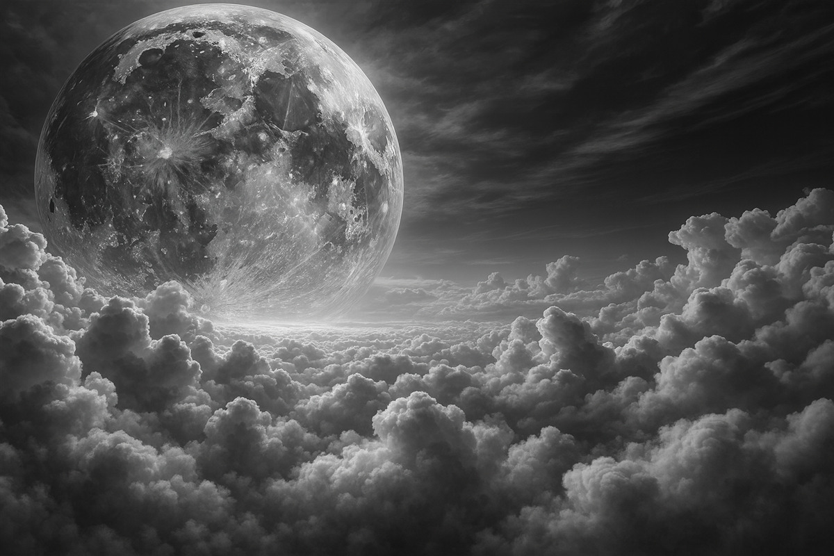 Fototapeta Księżyc nad chmurami.