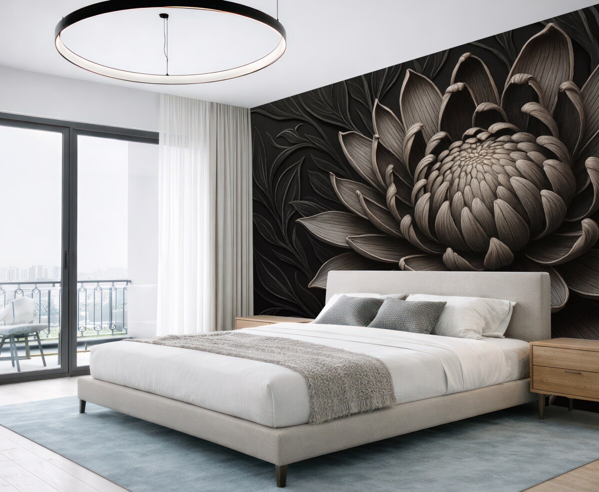 Fototapeta Kwiat protei w kolorze beżowo-czarnym.