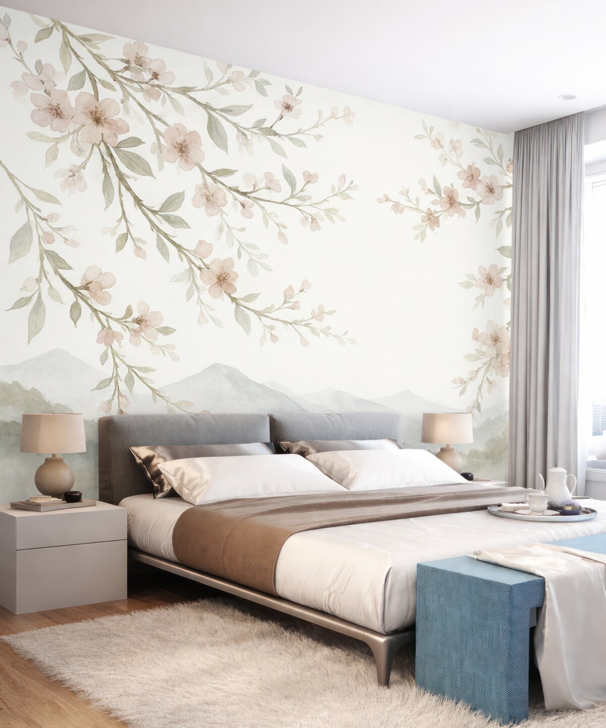 Fototapeta Kwitnące konary, nawiązujące do akwareli.