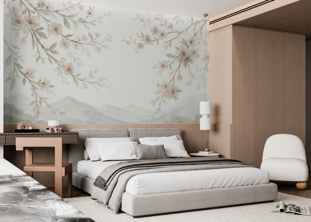 Fototapeta Kwitnące konary, nawiązujące do akwareli.