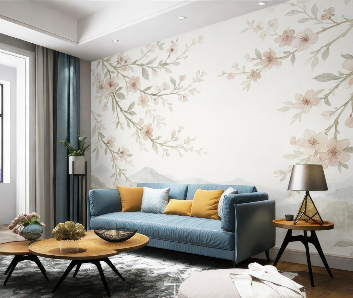 Fototapeta Kwitnące konary, nawiązujące do akwareli.