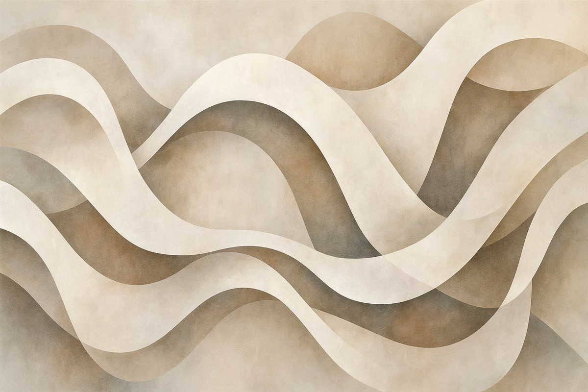 Fototapeta Abstrakcyjna minimalistyczna kompozycja warstwowych form organicznych, każdy zarysowany delikatną bi