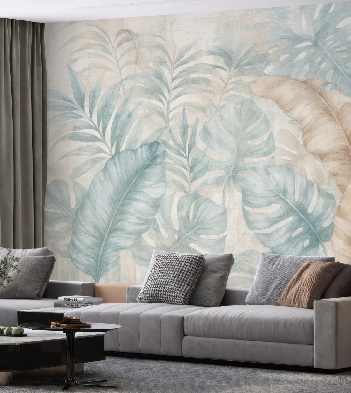 Fototapeta Liście tropikalne w stylu grunge.