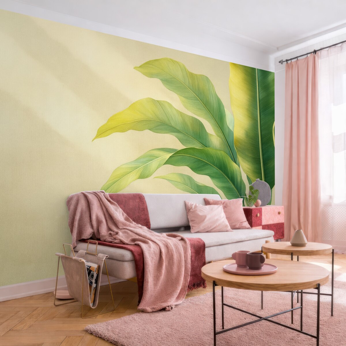 Fototapeta wielkie zielone liście tropikalne z boku