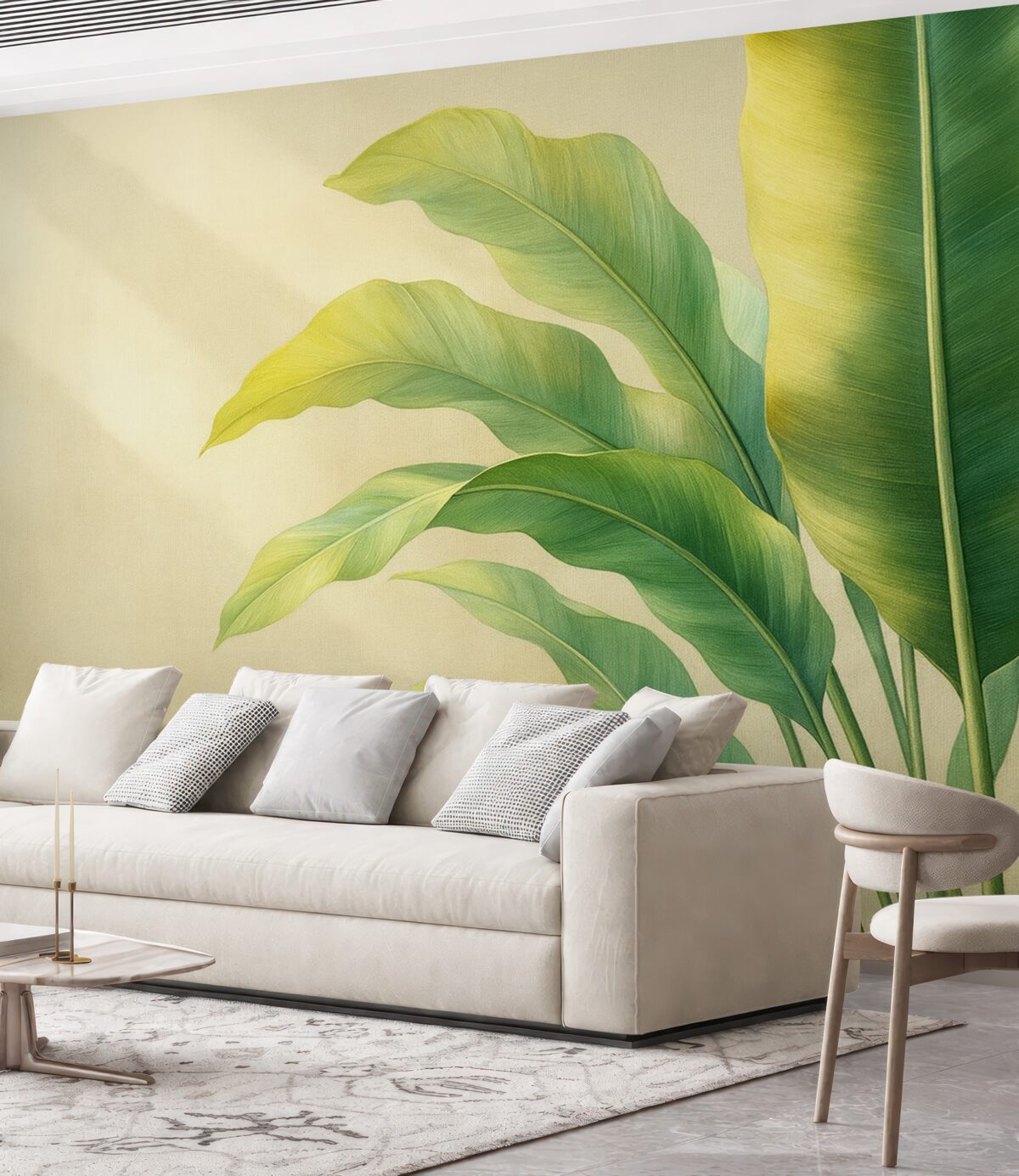 Fototapeta wielkie zielone liście tropikalne z boku