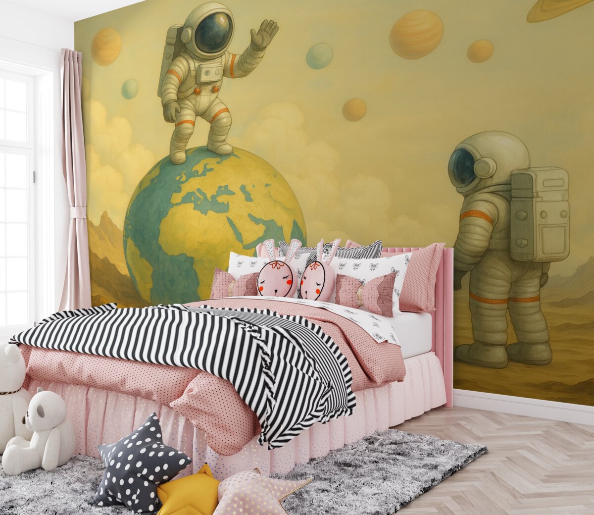 Fototapeta Akwarelowi kosmonauci z opowieści.